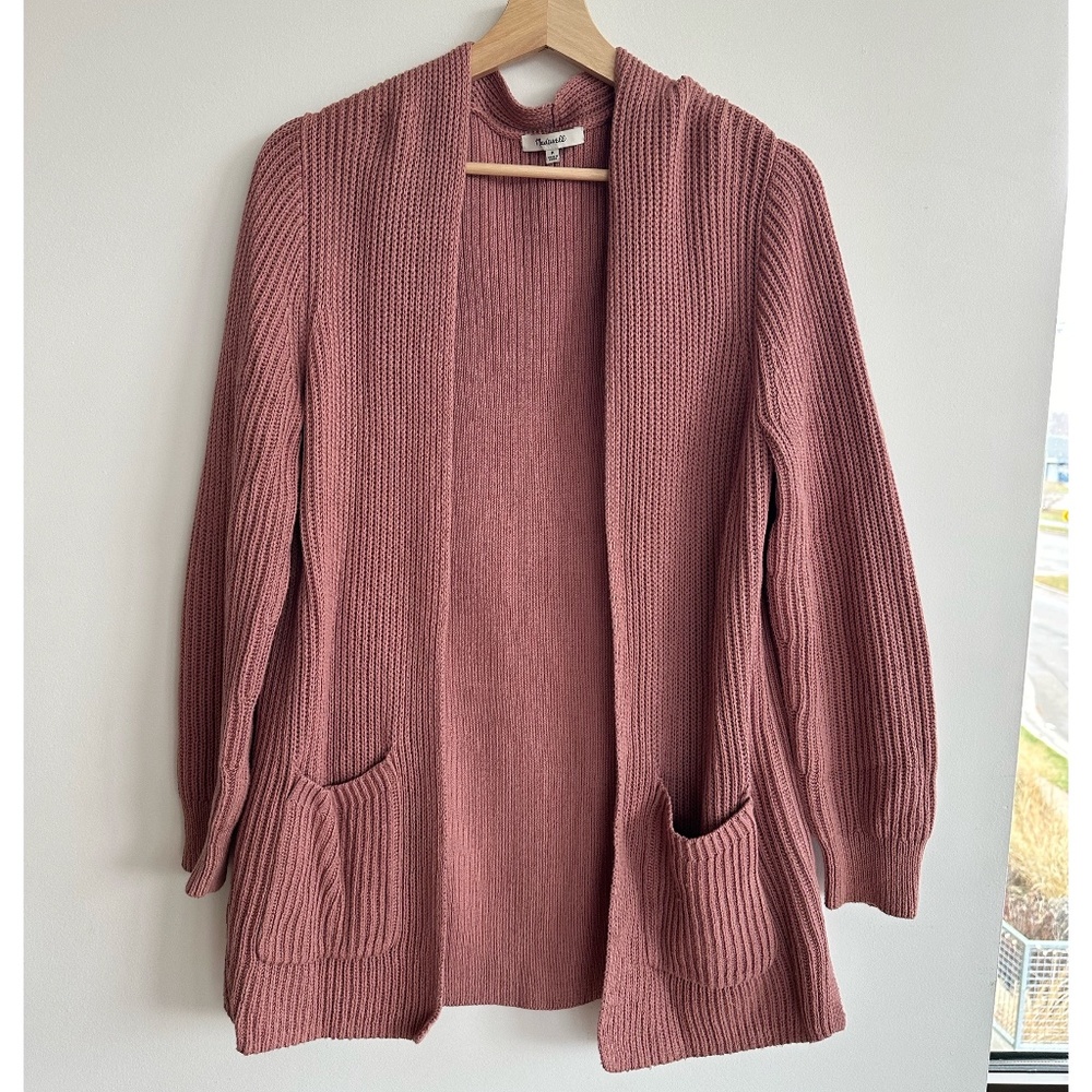 Madewell ribbed knit pocket cardigan in dusty rose pink